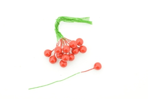 Red Artificial Berry pick, 8MM (lot of 12 bunches) SALE ITEM
